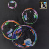 sierkussen zwart geborduurd met zeepbellen 2
