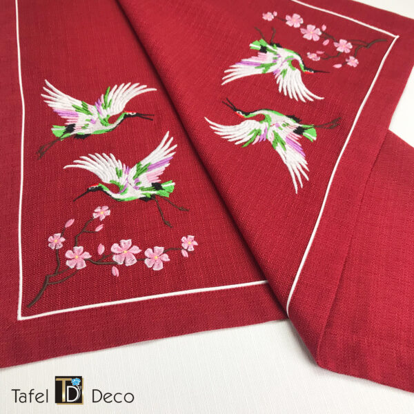 Japanse kraanvogels servet rood 70 x 70 1